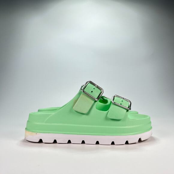 J/Slides Beach Slide Diamond Green Slip On Comfort Casual Sandals Womens Size 8M - Picture 1 of 11